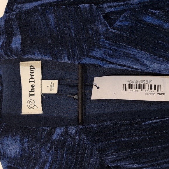 Sapphire Blue Brushed Long Velvet Blazer by The Drop NWT Womens Size S - Picture 3 of 10